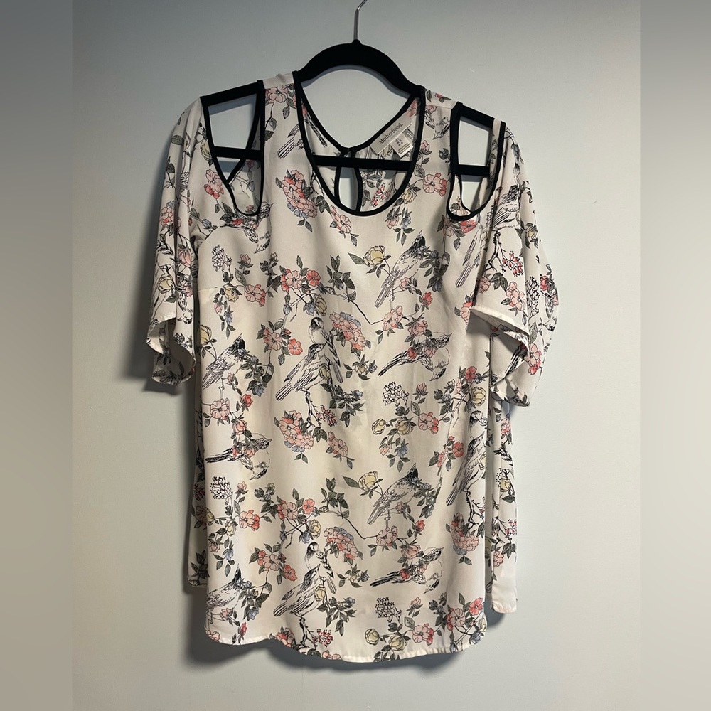 Motherhood maternity floral off shoulder blouse size L